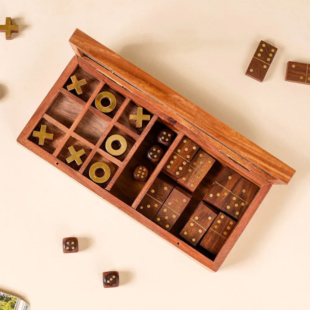 3 in 1 Portable Game Wooden Box Set - Image 3