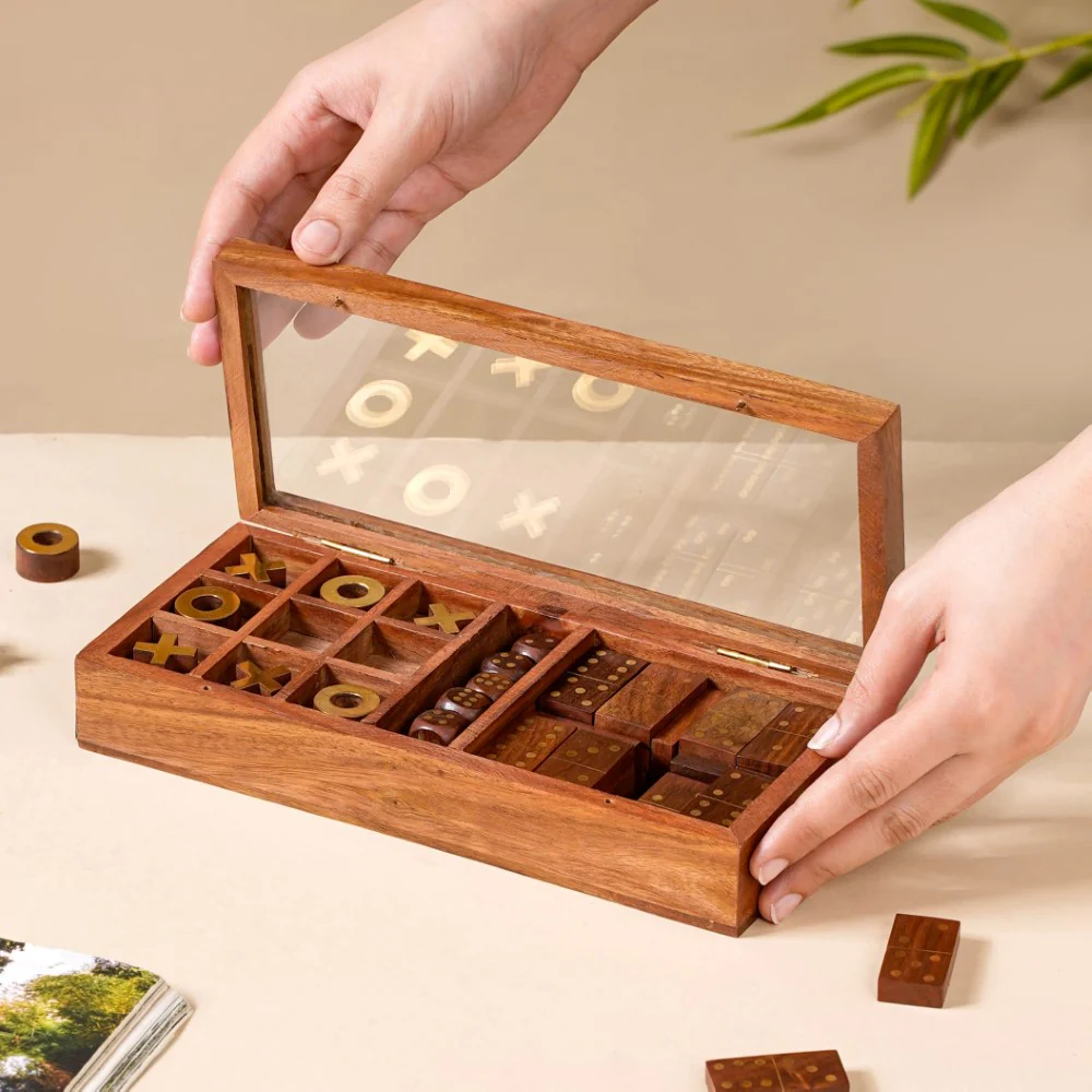 3 in 1 Portable Game Wooden Box Set - Image 4