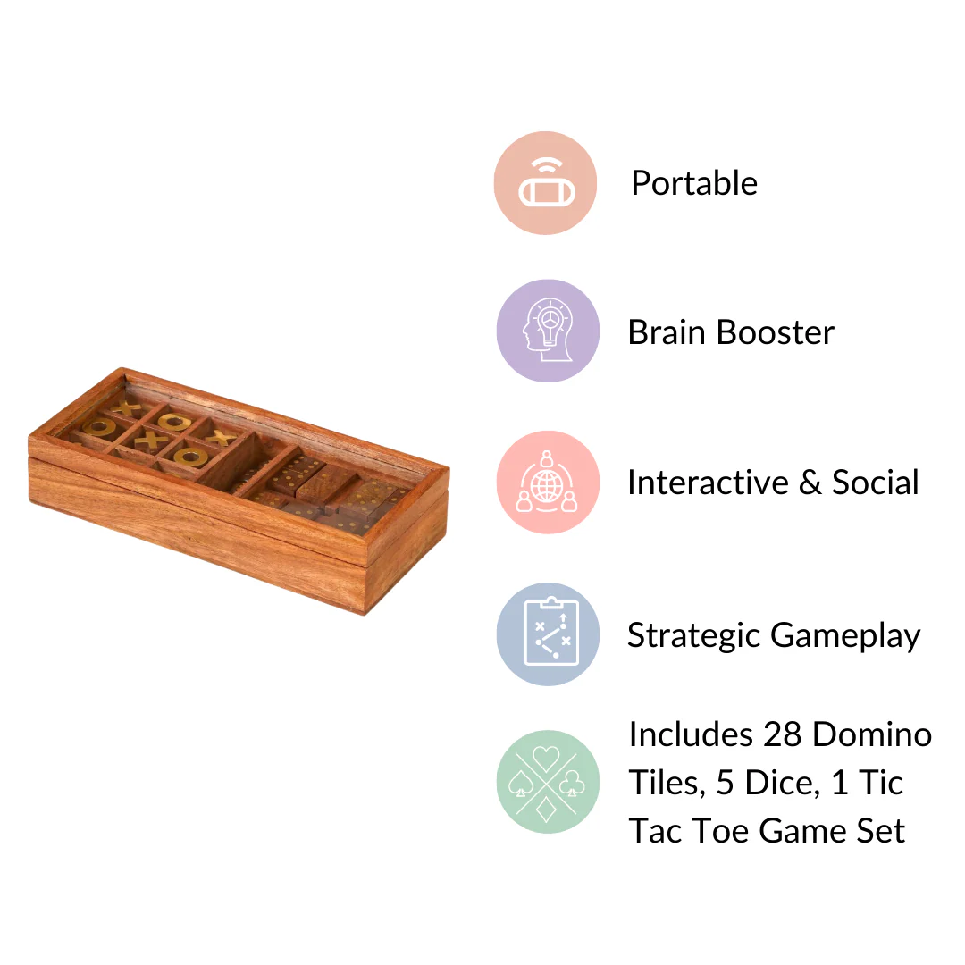 3 in 1 Portable Game Wooden Box Set - Image 6