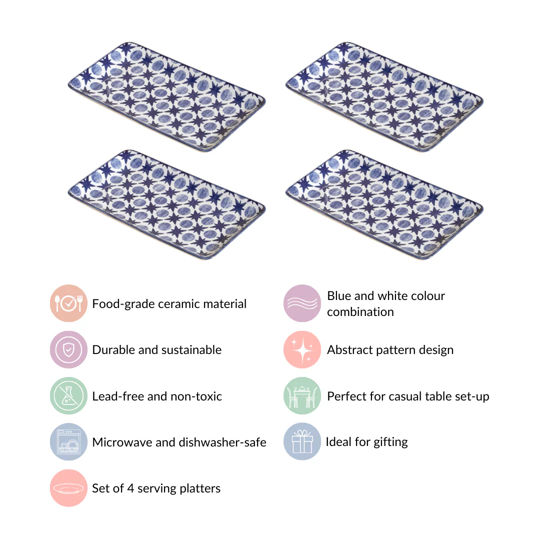 Abstract Design Ceramic Platters Set Of 4 8x4 Inch - Image 5