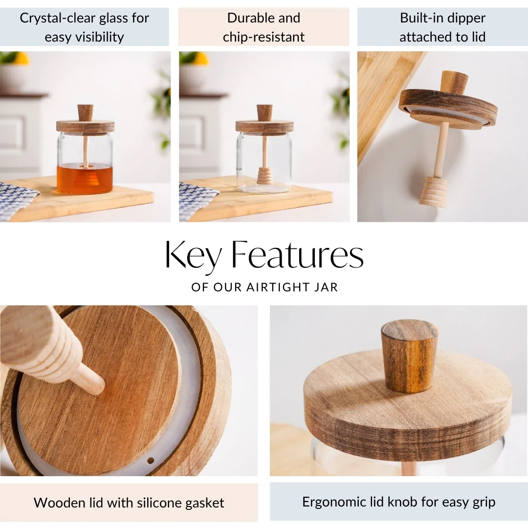 Airtight Lid Glass Honey Jar 500ml - Image 4