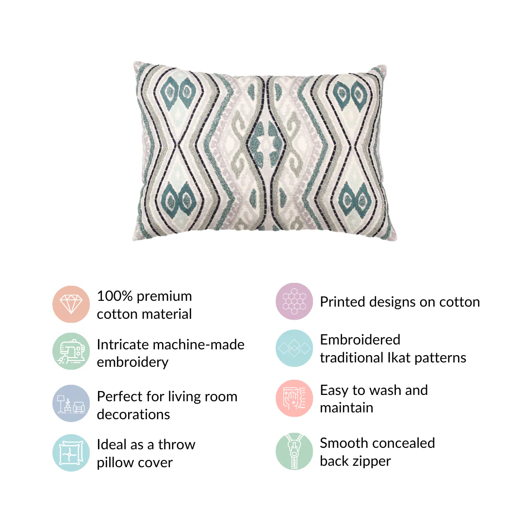 Aztec Embroidery Couch Cushion Cover 20x14 Inch - Image 4