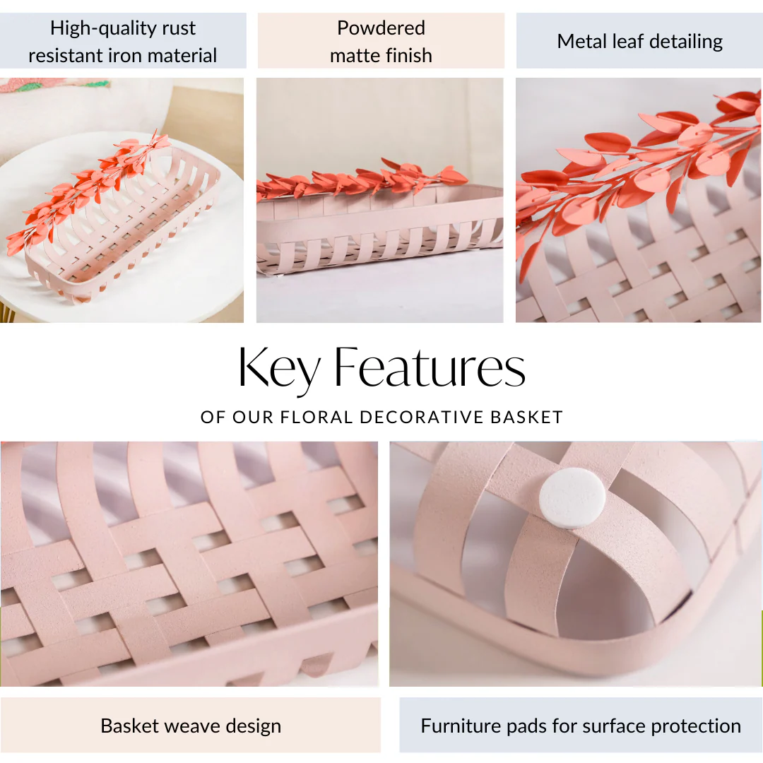 Bloom Floral Decorative Basket 14x6 Inch - Image 4