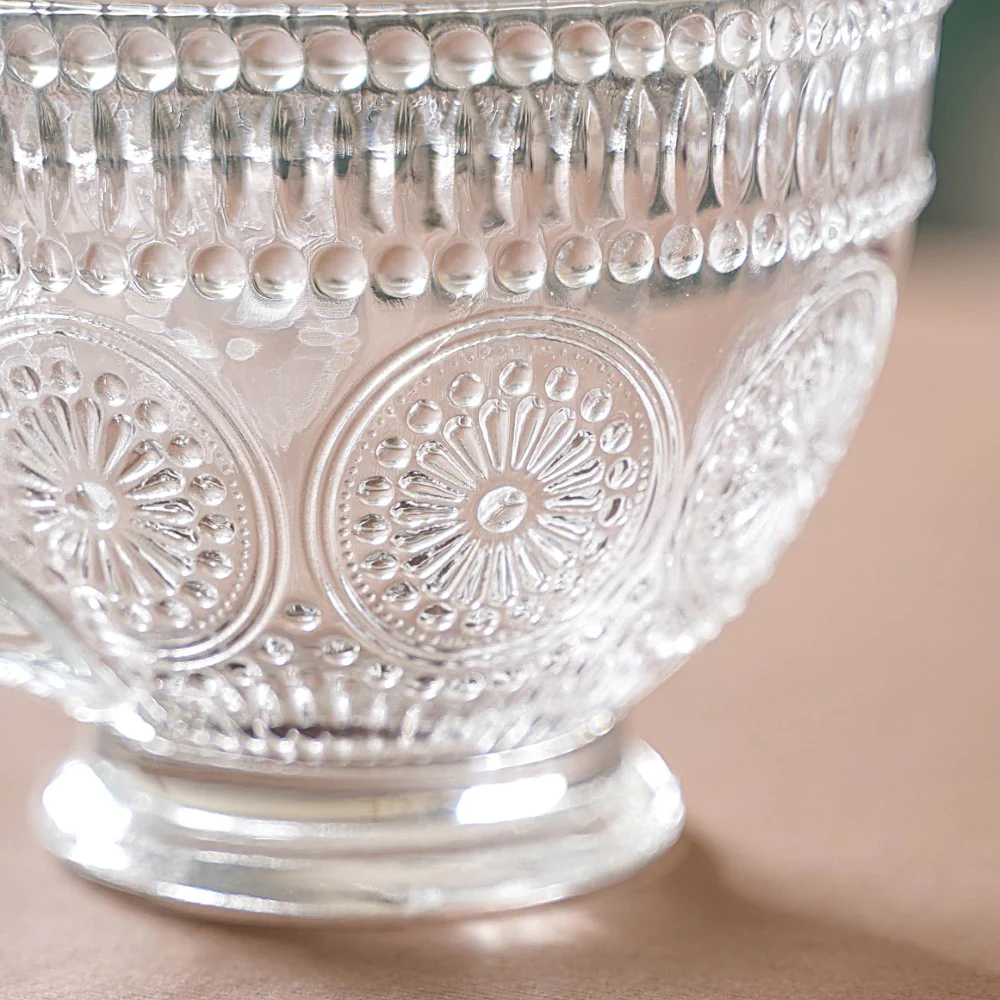 Blossom Embossed Large Glass Cup Set of 4 - Image 6