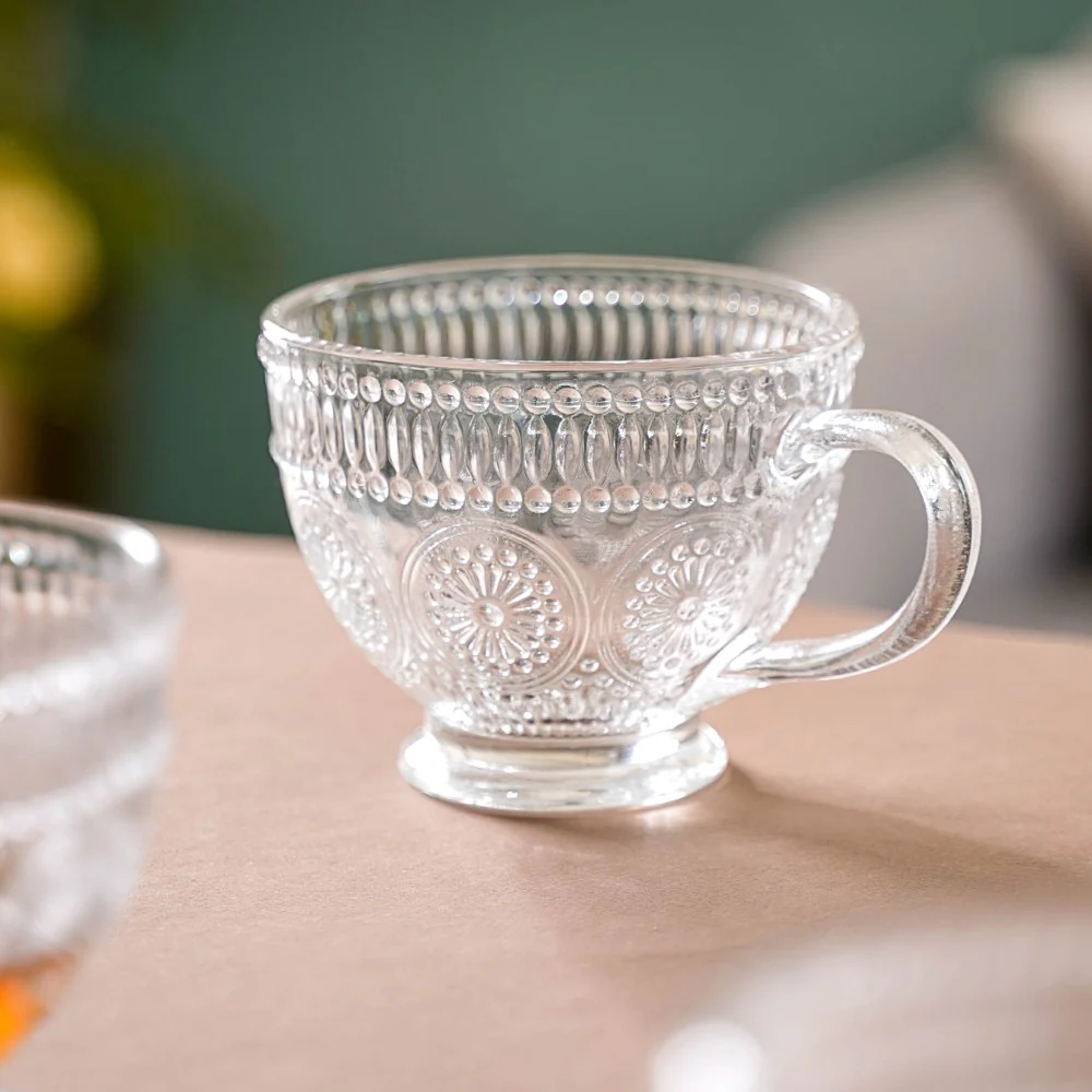 Blossom Embossed Large Glass Cup Set of 4 - Image 8