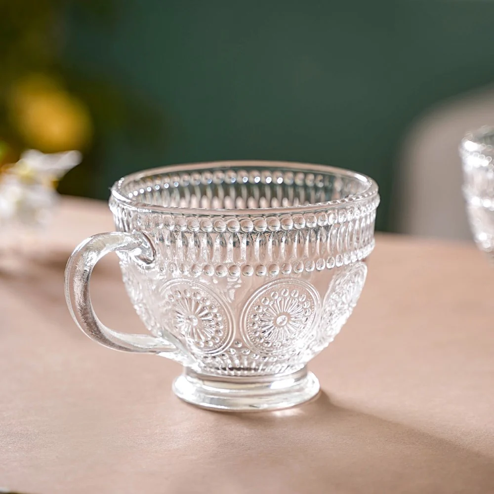 Blossom Embossed Large Glass Cup Set of 4 - Image 9