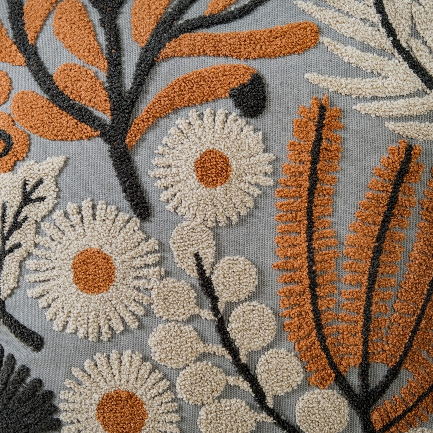 Botanical Embroidered Cushion Cover 16x16 Inch - Image 6