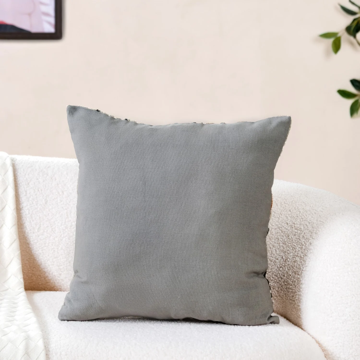 Botanical Embroidered Cushion Cover 16x16 Inch - Image 8