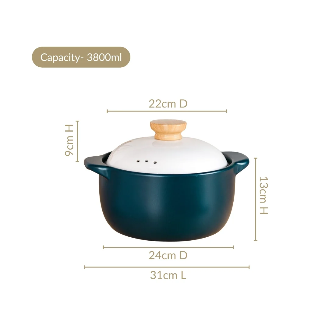 Cera Blue Ceramic Cooking Pot 3800ml - Image 3