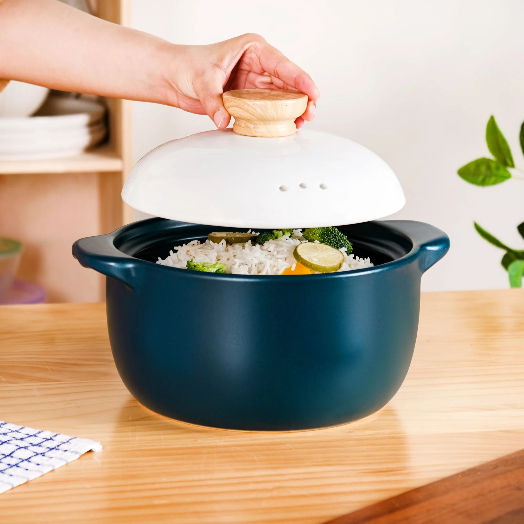Cera Blue Ceramic Cooking Pot 3800ml - Image 9