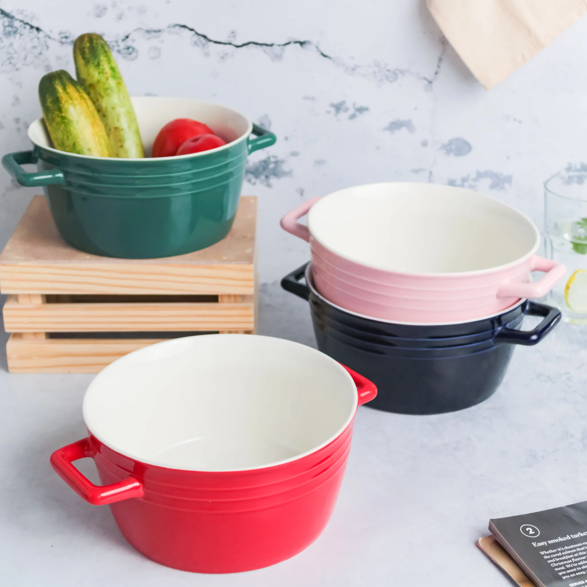 Ceramic Soup Bowl with Handles - Image 13