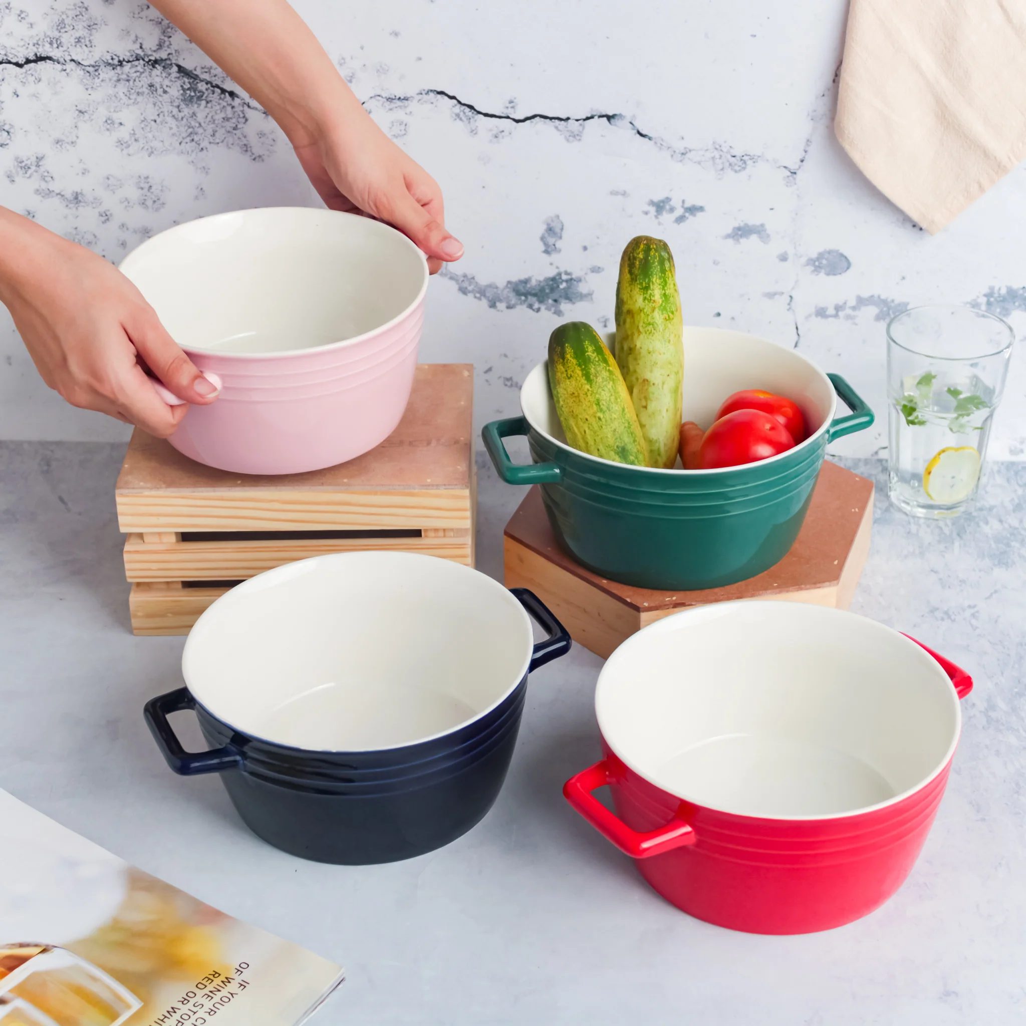Ceramic Soup Bowl with Handles - Image 3