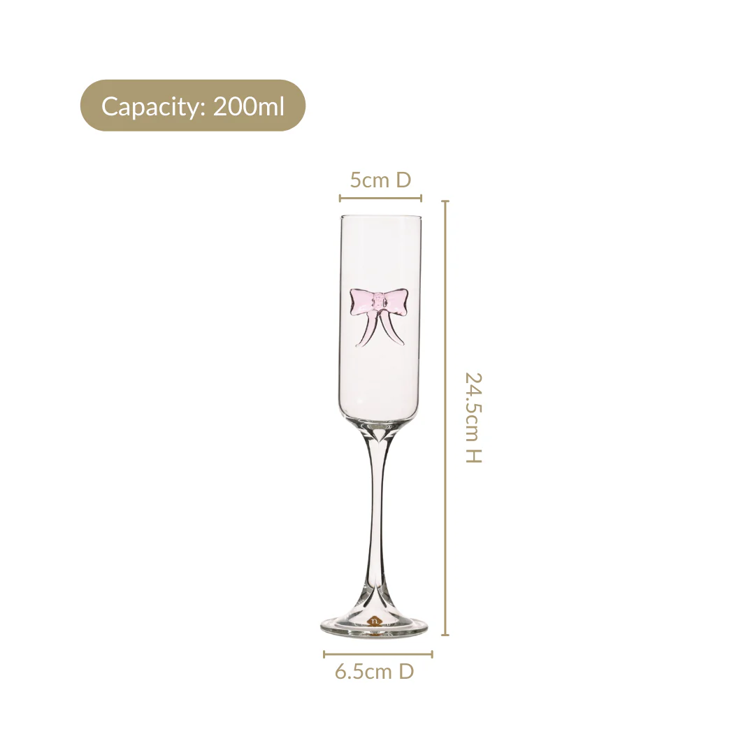 Champagne Glass With 3D Pink Bow 200ml - Image 6