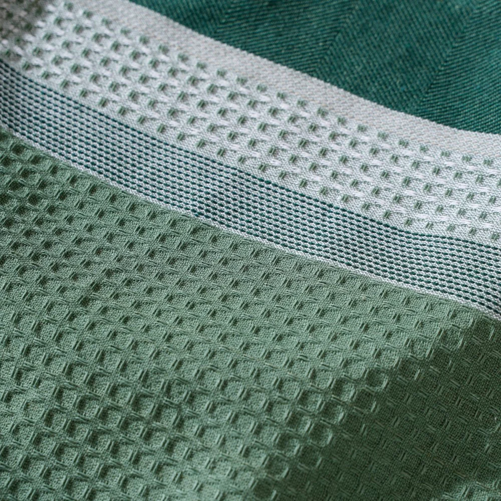 Green White Stripes Cotton Hand Towel Set Of 2 - Image 8