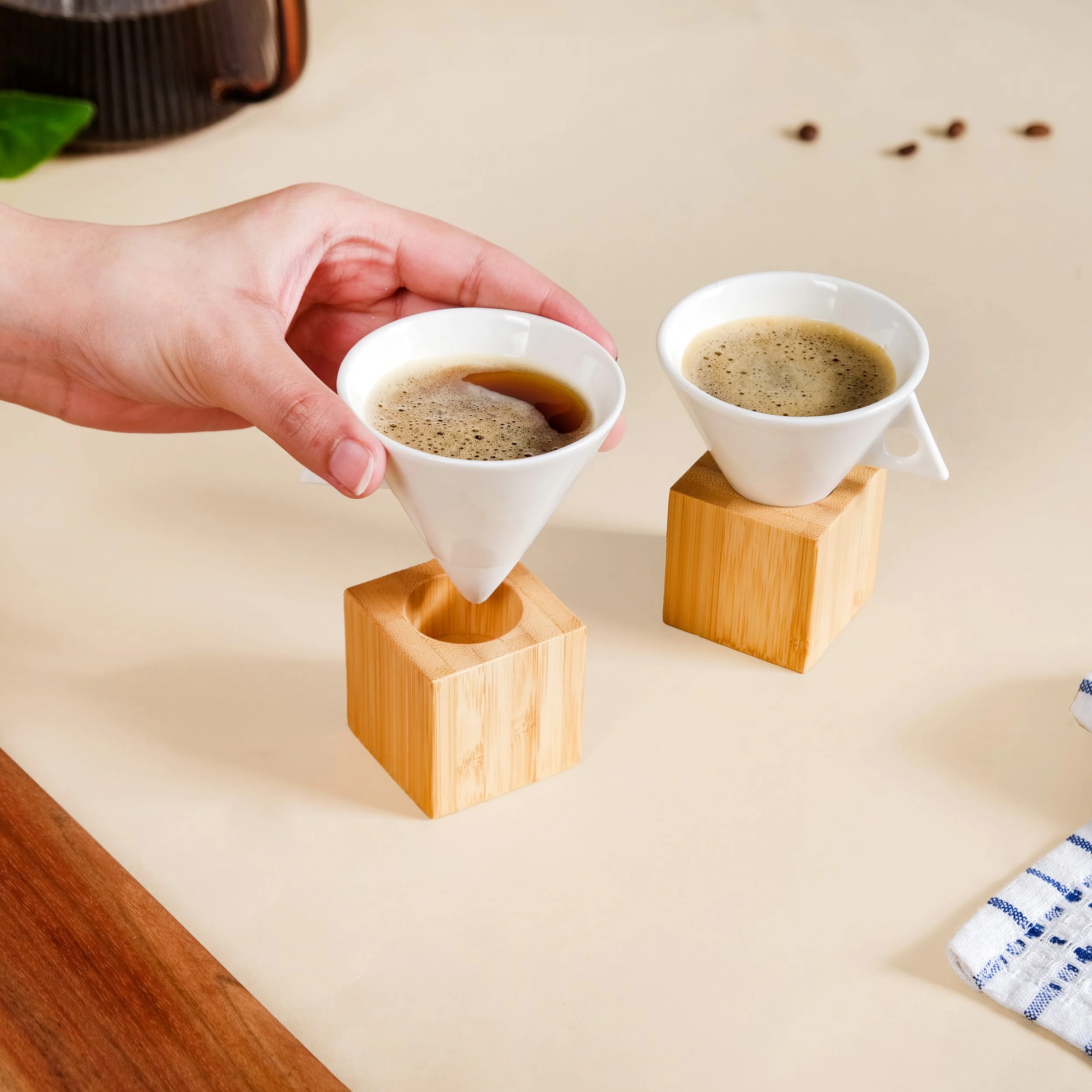 Conical Espresso Cup With Stand Set Of 2 90ml - Image 3