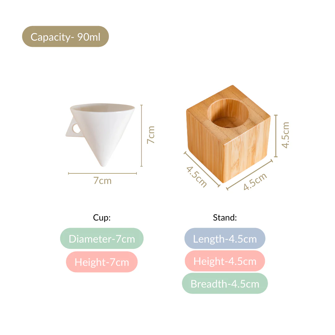 Conical Espresso Cup With Stand Set Of 2 90ml - Image 4