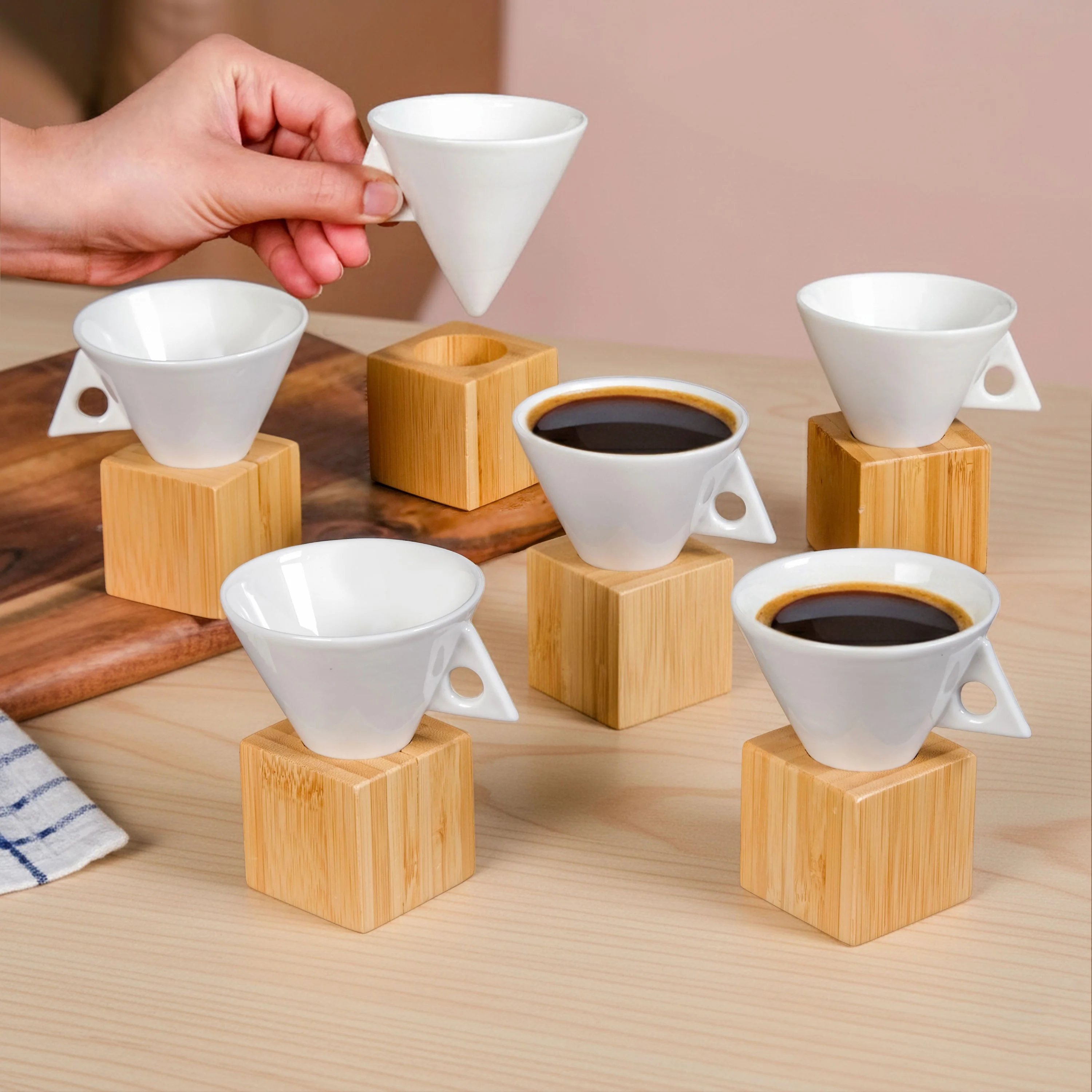 Conical Espresso Cup With Stand Set Of 6 90ml - Image 3