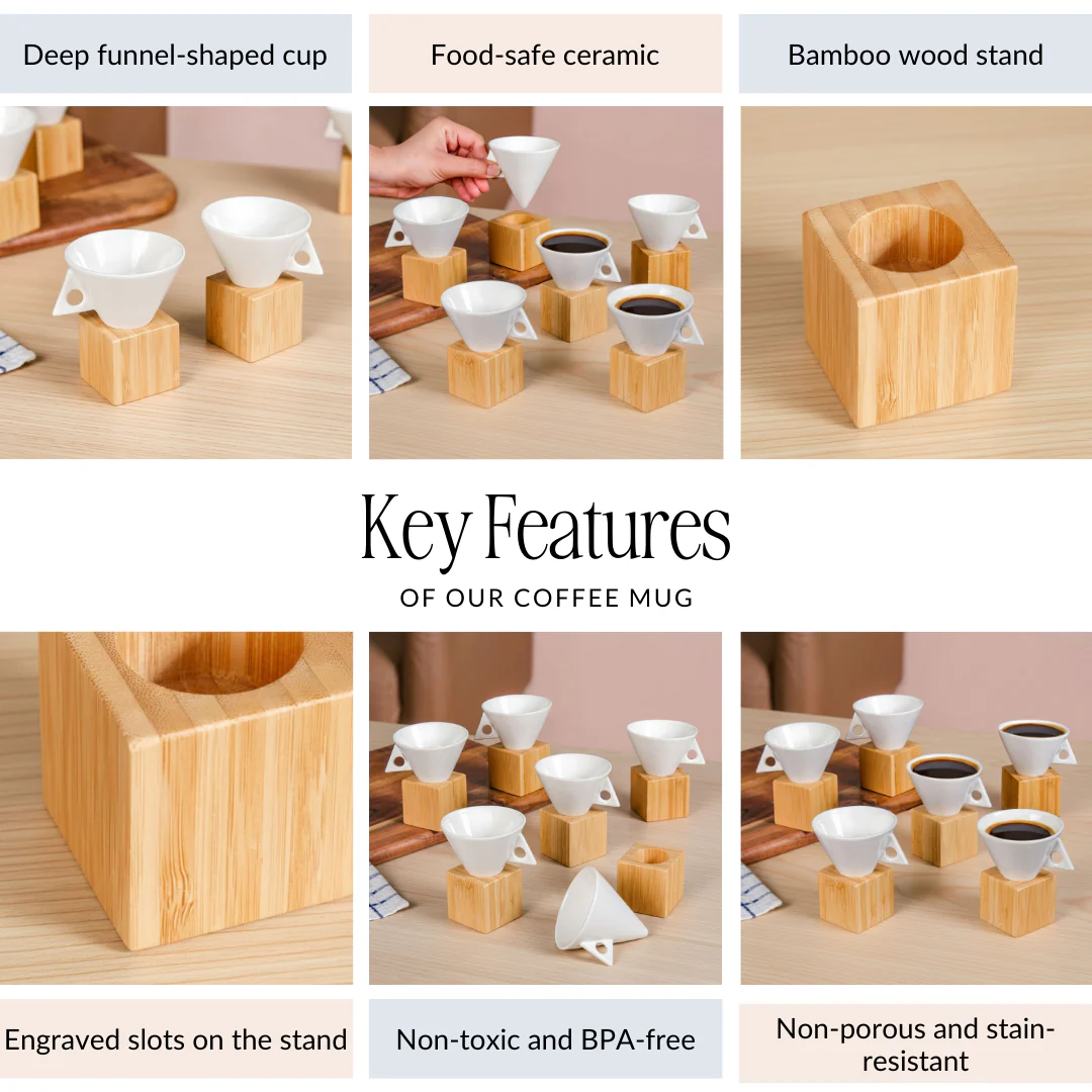 Conical Espresso Cup With Stand Set Of 6 90ml - Image 5