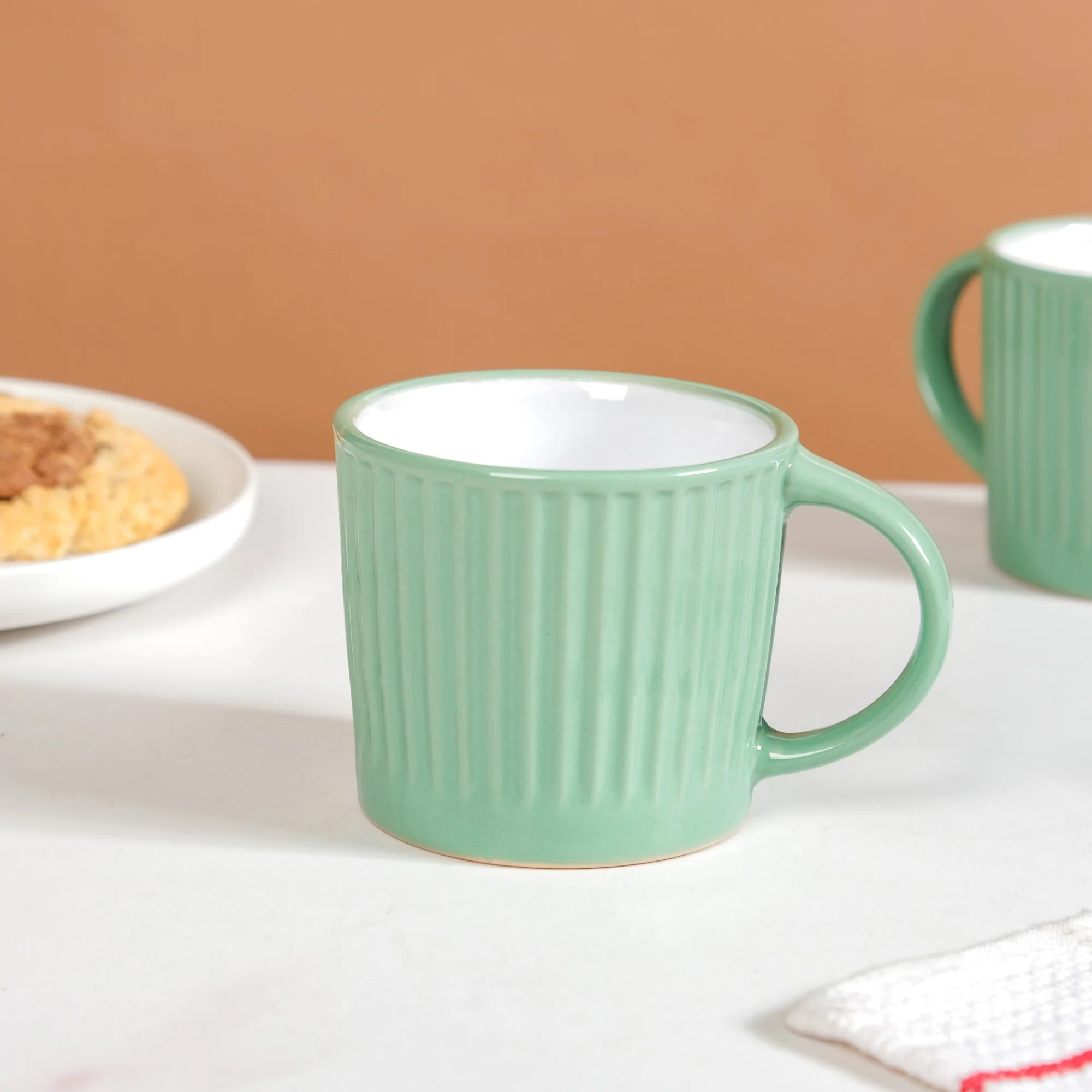 Cresta Set Of 6 Ceramic Coffee Mug Green 300ml - Image 6