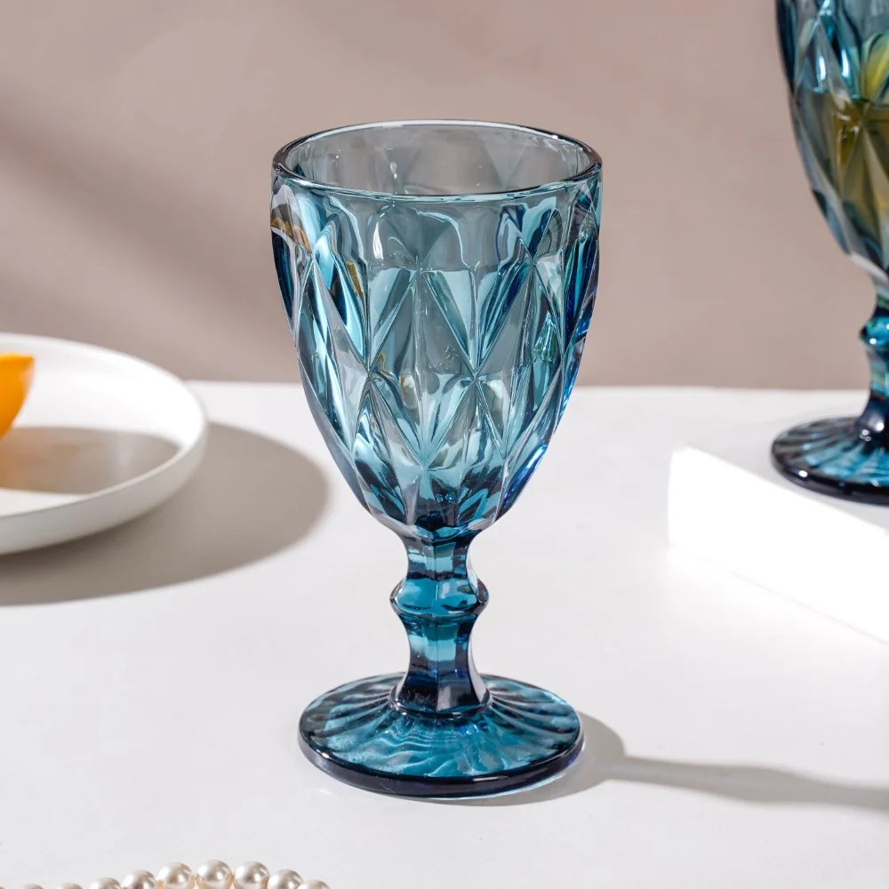 Crystal Red Wine Glass Blue Set Of 6 300 ml - Image 5