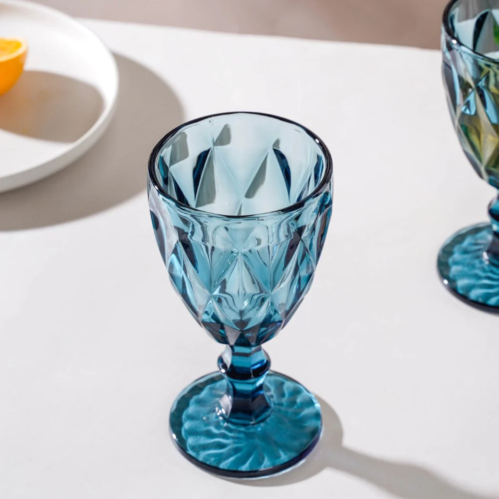 Crystal Red Wine Glass Blue Set Of 6 300 ml - Image 8
