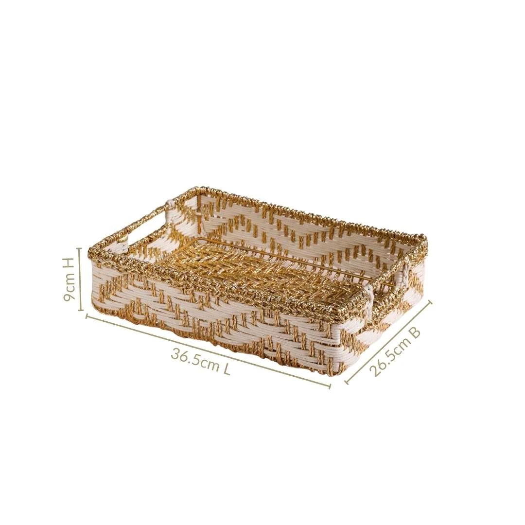 Decorative Woven Gift Hamper Basket White And Gold - Image 5