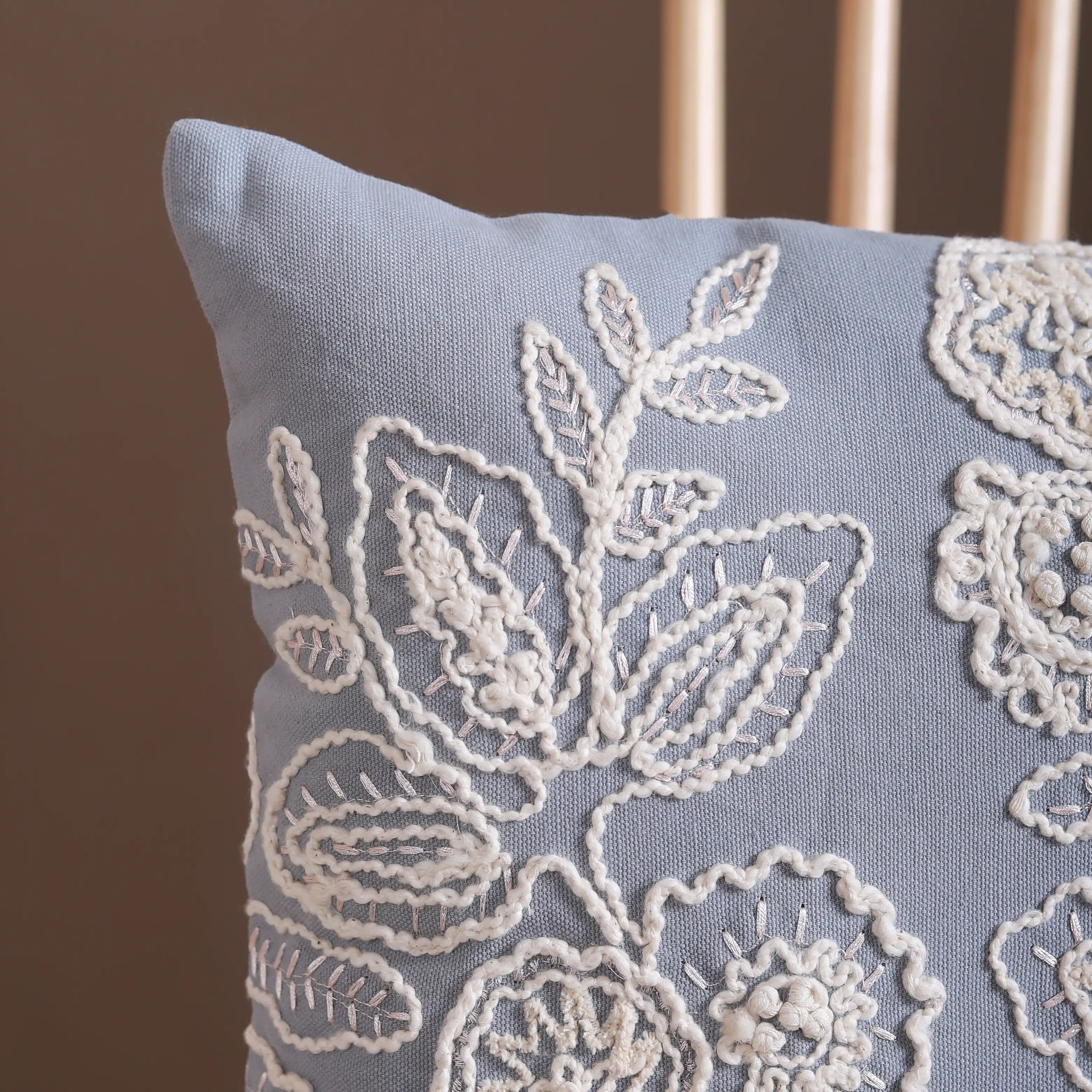 Designer Lumbar Cushion Cover Blue 20x14 inch - Image 3