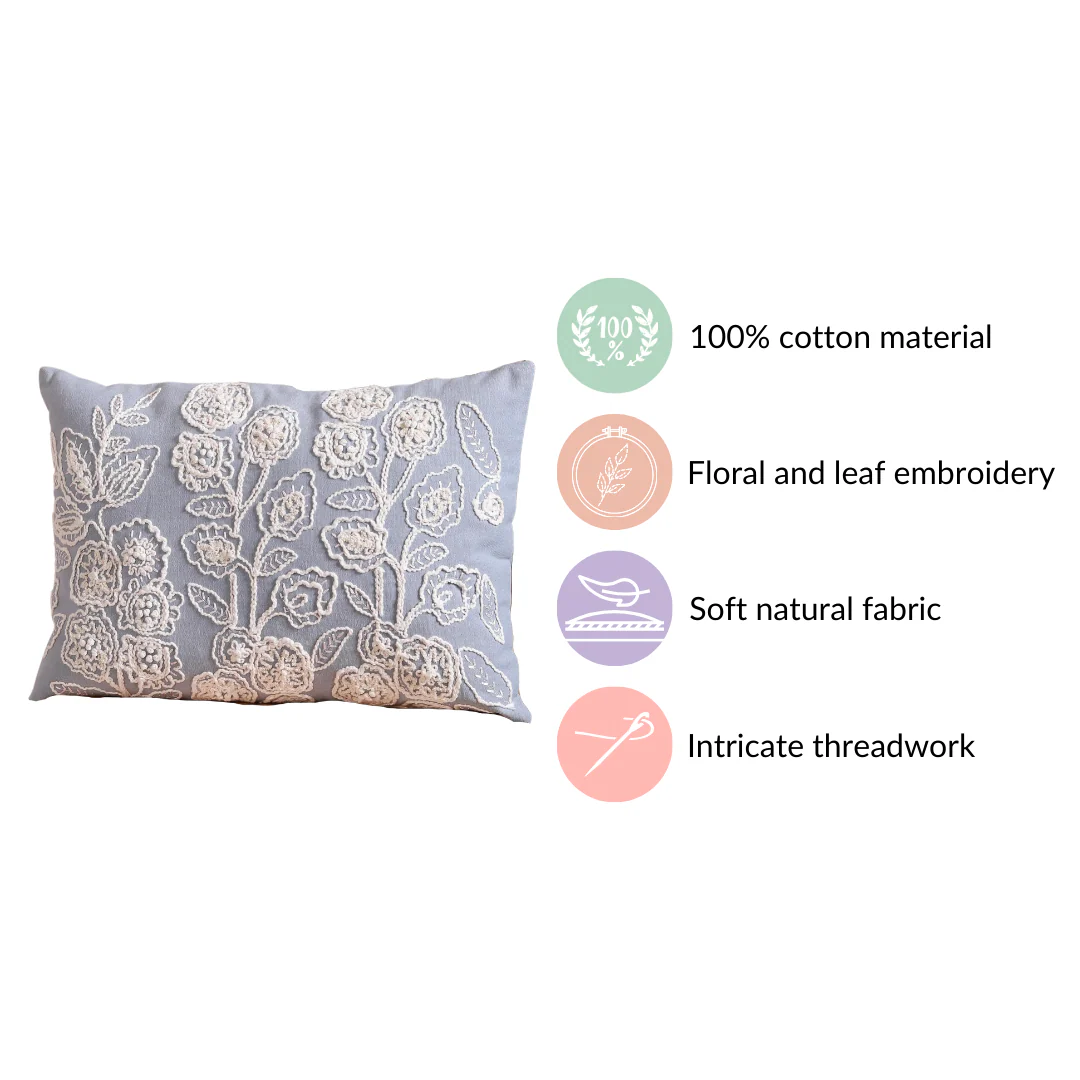 Designer Lumbar Cushion Cover Blue 20x14 inch - Image 4