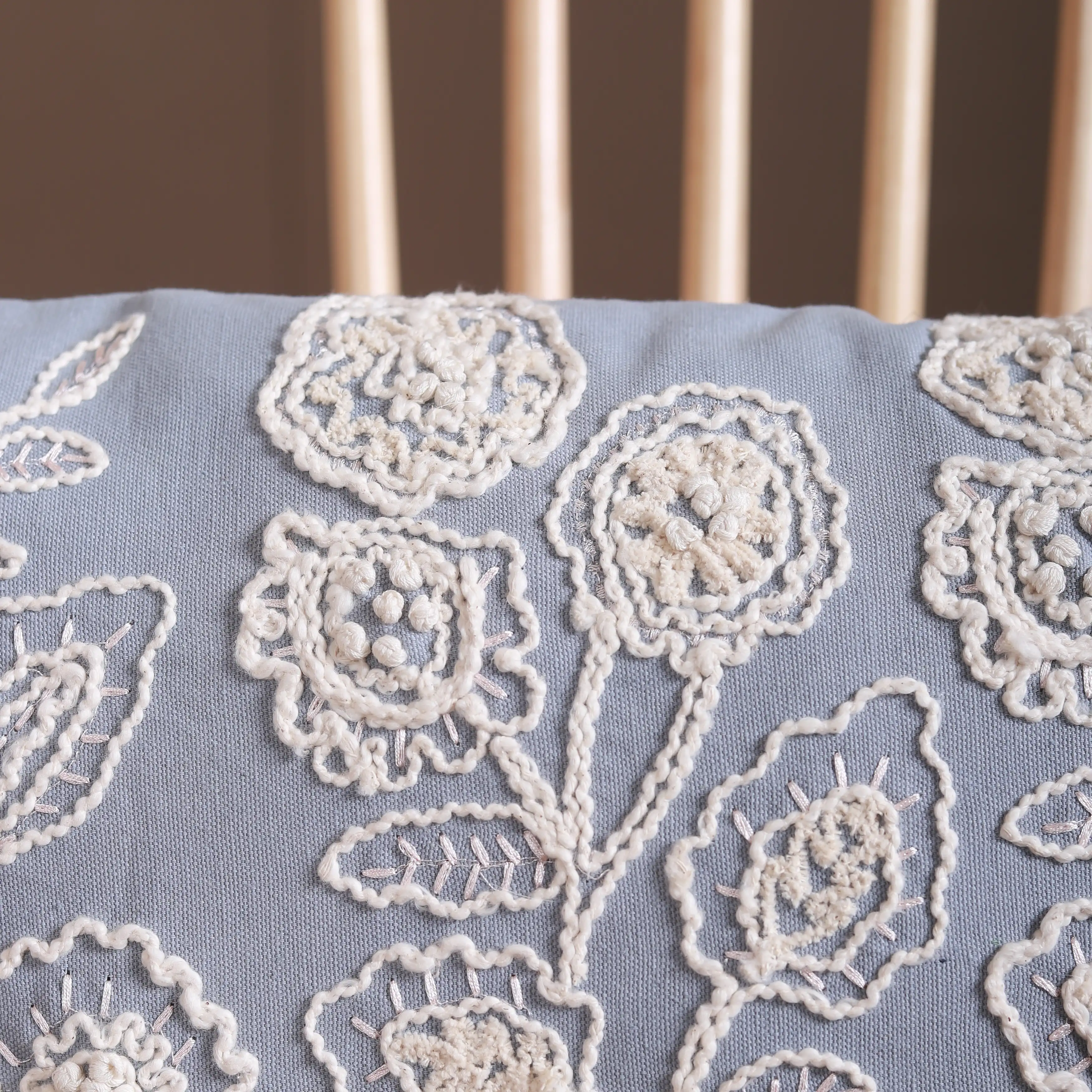 Designer Lumbar Cushion Cover Blue 20x14 inch - Image 7