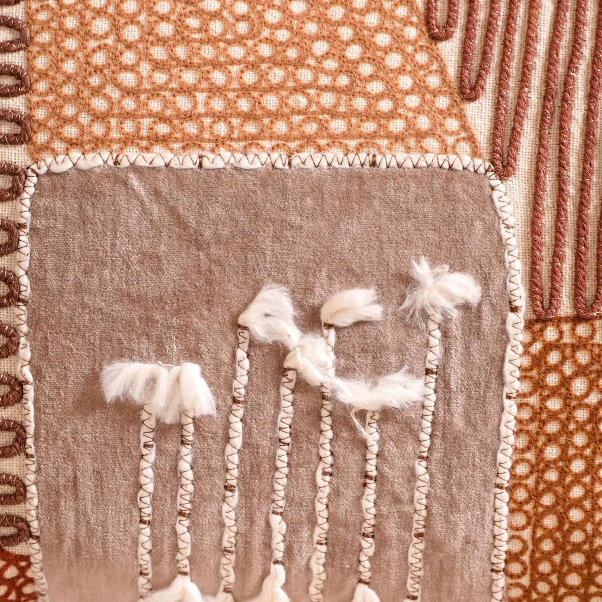 Earthy Embellished Applique Cushion Cover 20x14 Inch - Image 3