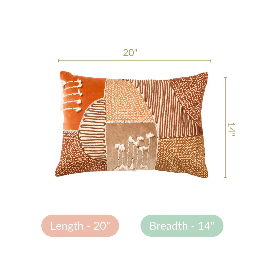 Earthy Embellished Applique Cushion Cover 20x14 Inch - Image 6