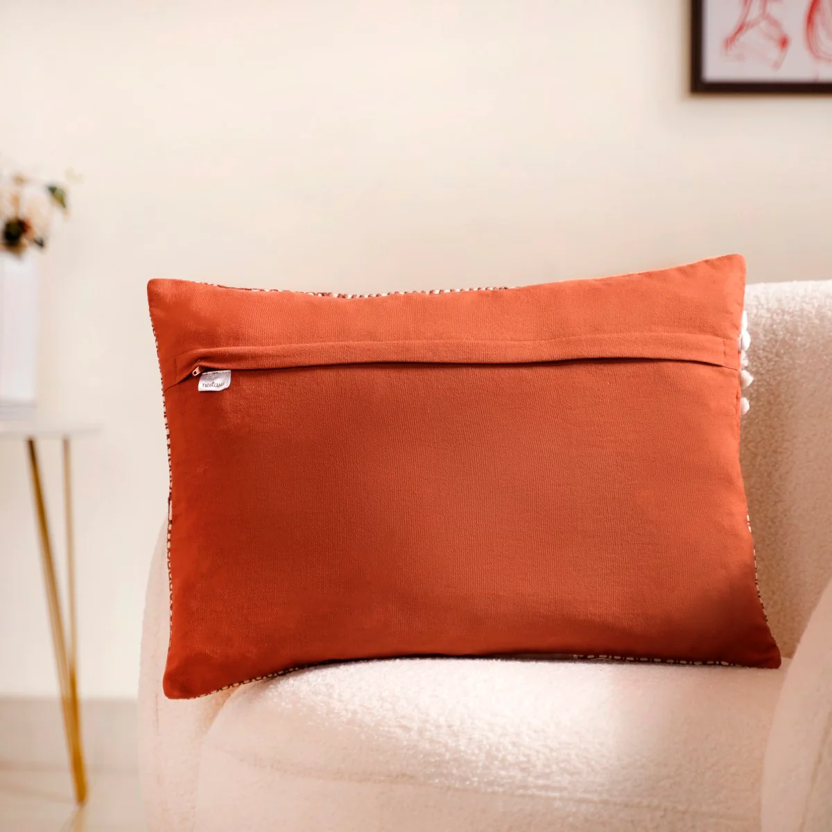 Earthy Embellished Applique Cushion Cover 20x14 Inch - Image 9