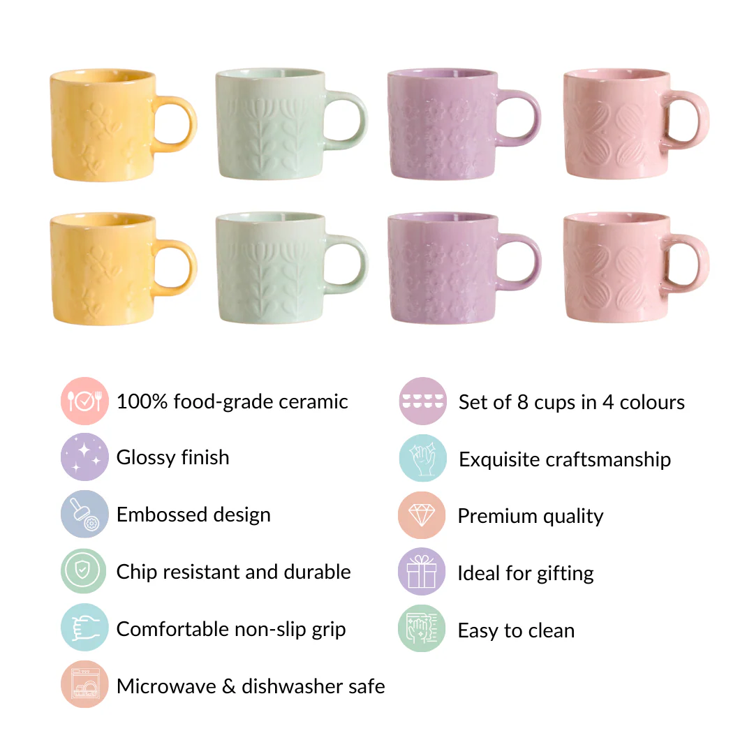Eclectic Mugs Set Of 8 Multicolour 220ml - Image 6