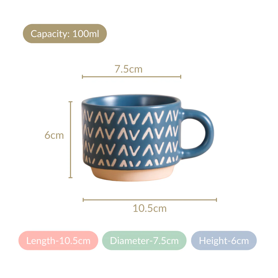 Eclectic Stackable Cups Set Of 4 With Stand Blue 100ml - Image 5