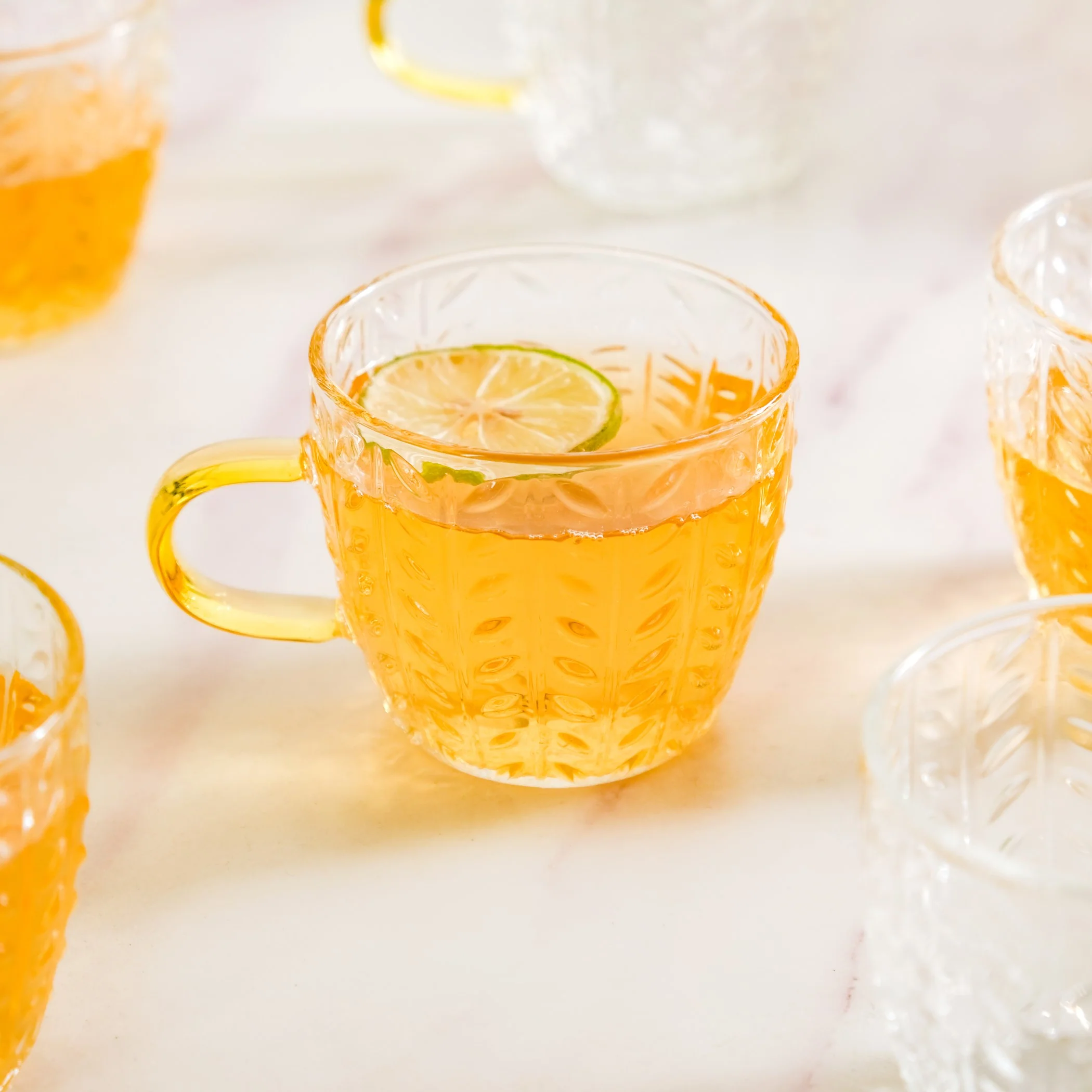 Embossed Leaf Tea Cup Set Of 6 110ml - Image 5