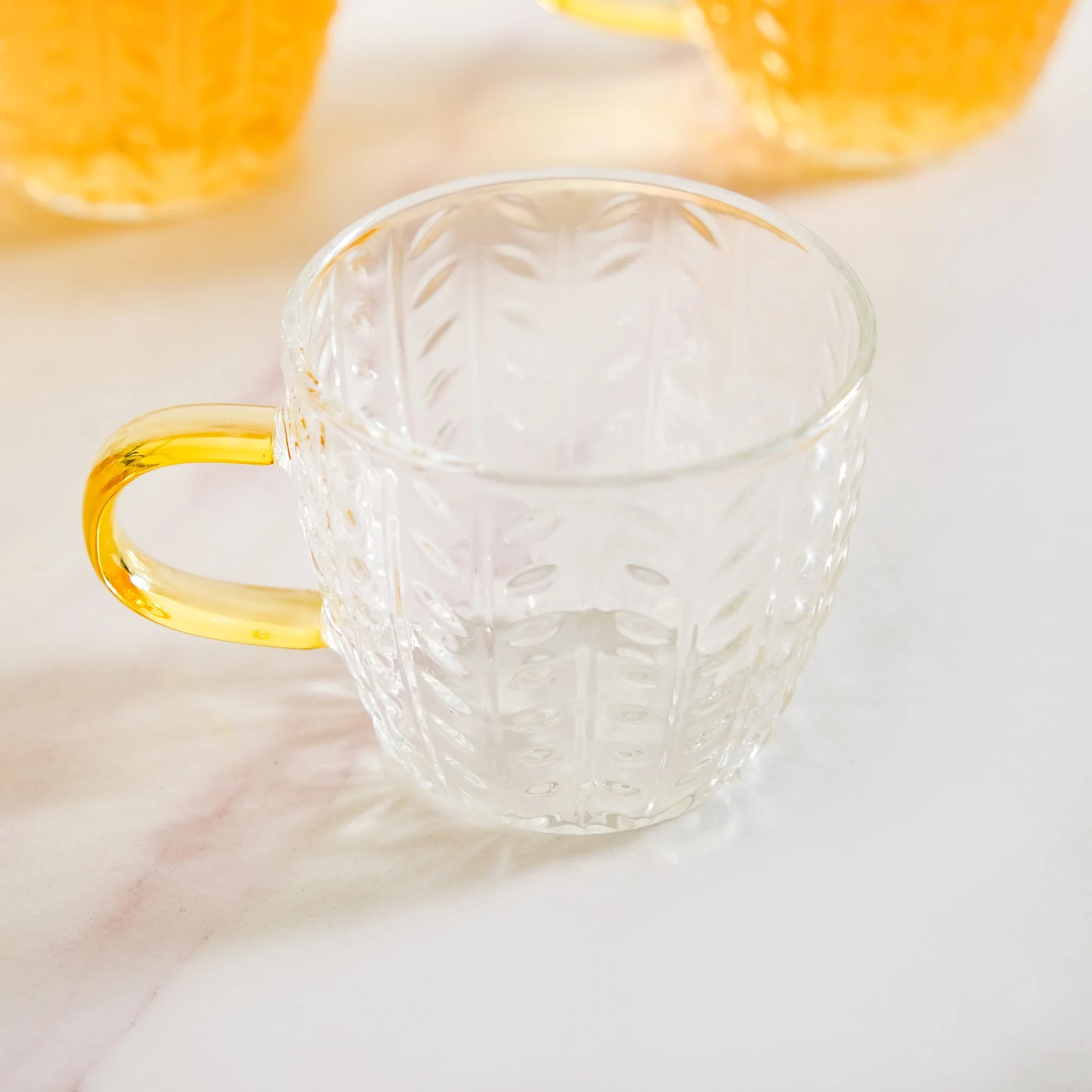 Embossed Leaf Tea Cup Set Of 6 110ml - Image 6