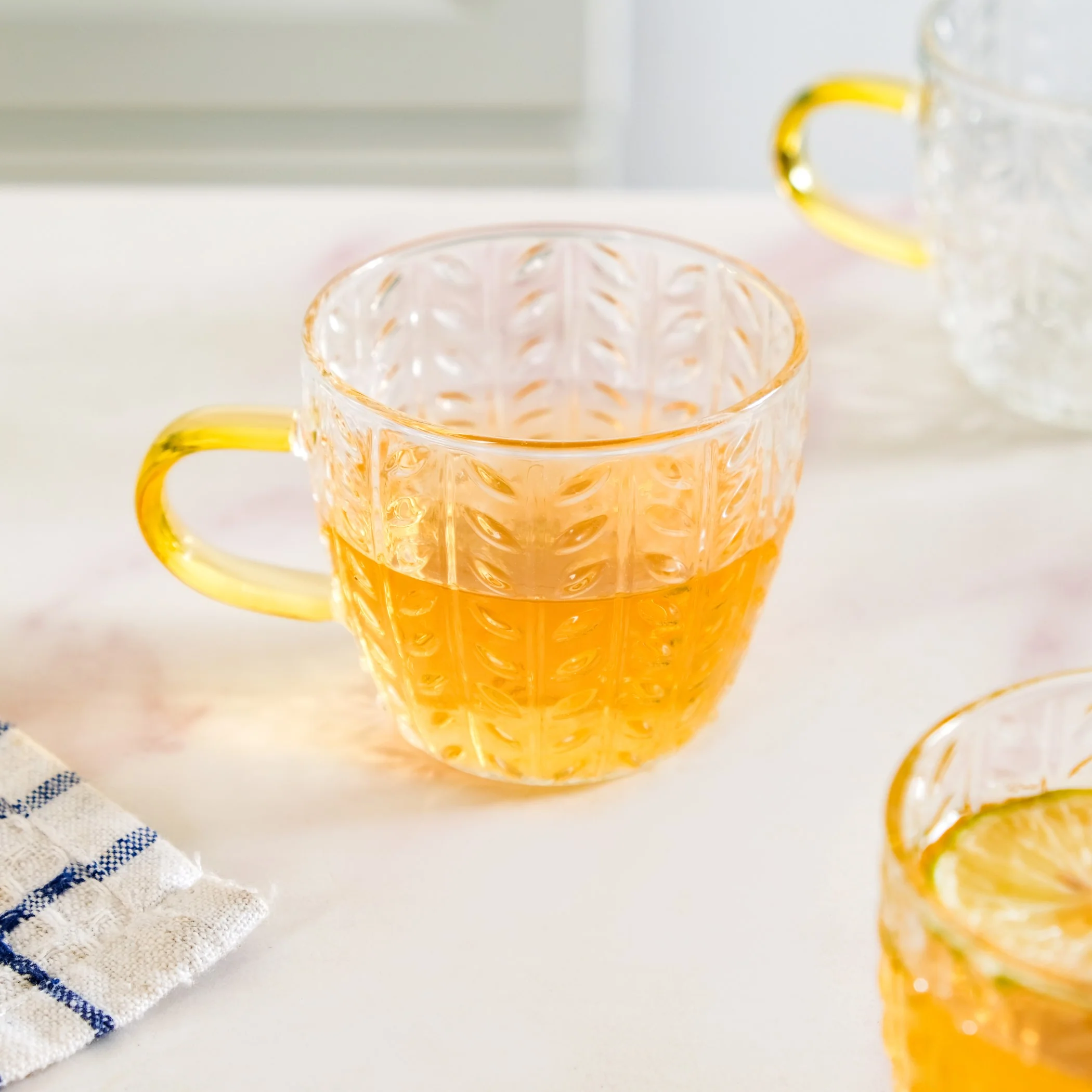 Embossed Leaf Tea Cup Set Of 6 110ml - Image 8