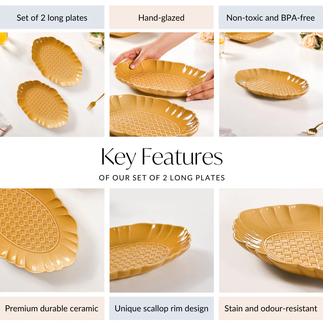 Exotic Moroccan Motif Platter Yellow Ochre Set Of 2 12 Inch - Image 4