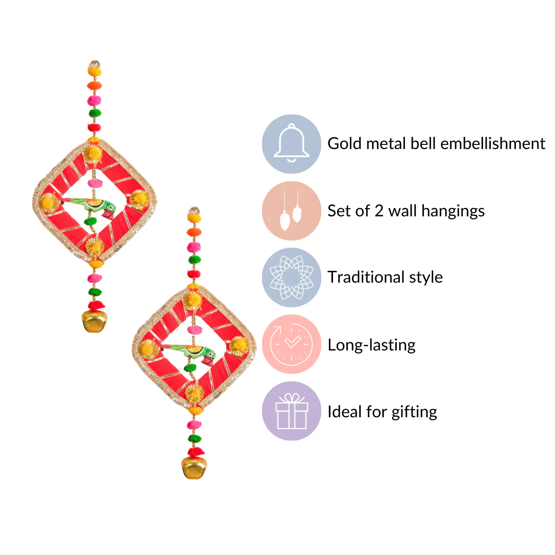 Festive Bell Multicolour Wall Hanging Set of 2 - Image 5