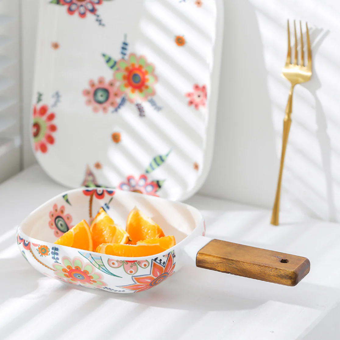 Floral Bowl with Handle - Image 5