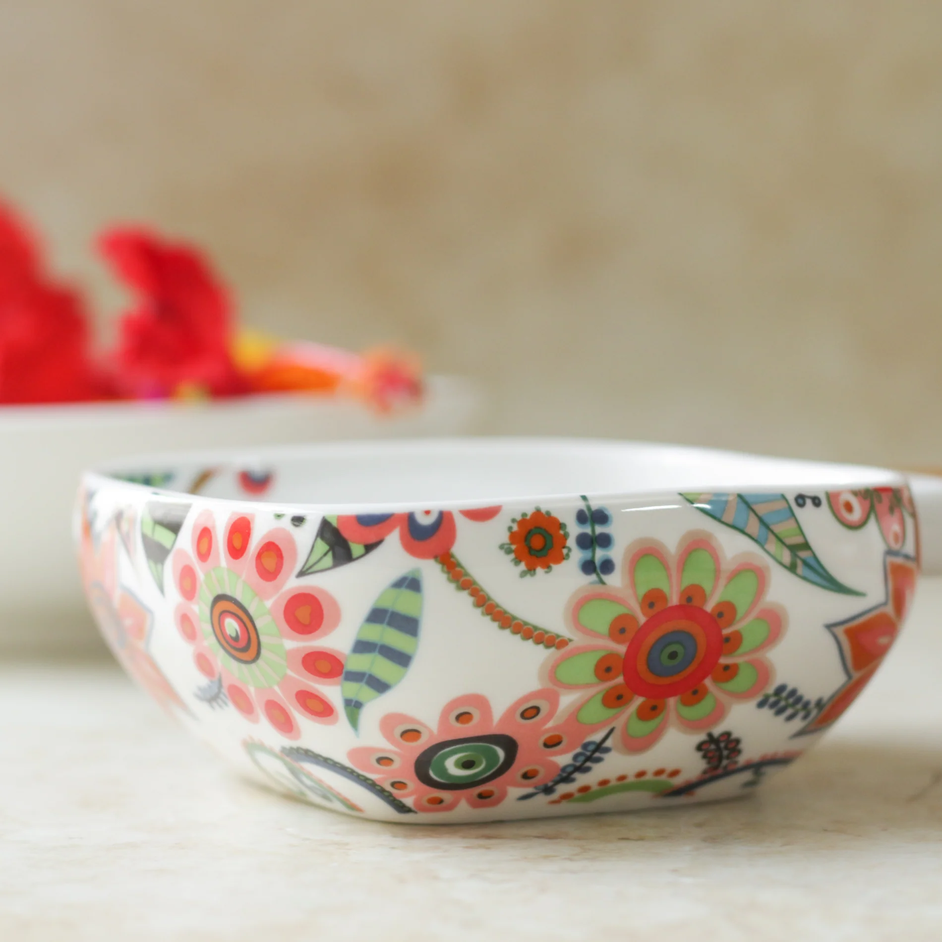 Floral Bowl with Handle - Image 9