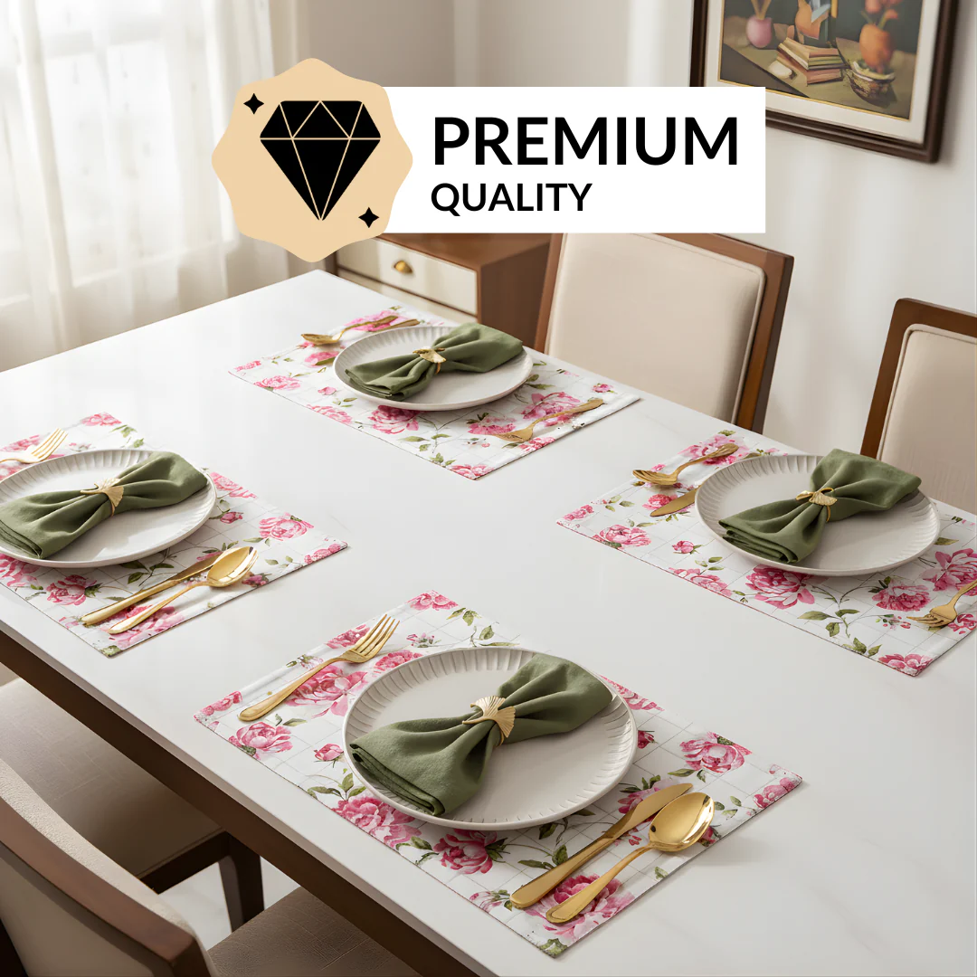 Floral Rouge Table Linen Gift Hamper With Set Of 6 Rings Napkins And Mats - Image 7