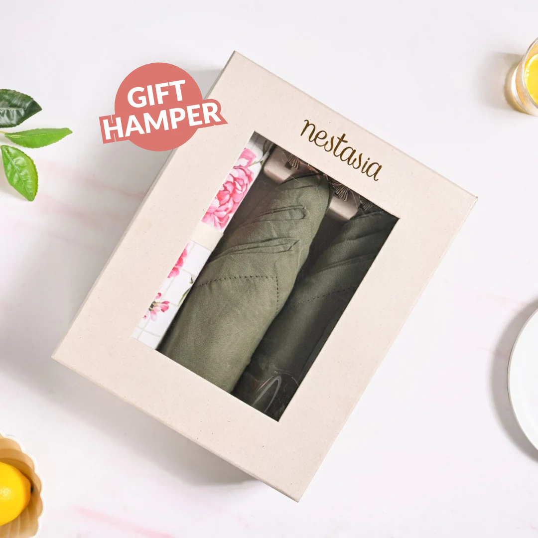 Floral Rouge Table Linen Gift Hamper With Set Of 6 Rings Napkins And Mats - Image 8