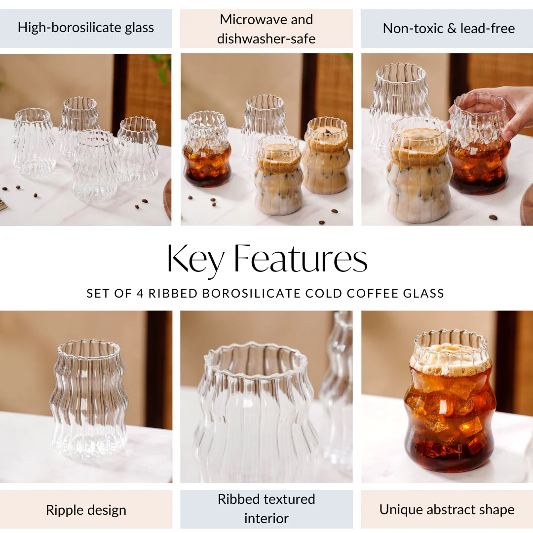 Glass Coffee Glasses Set Of 4 550ml - Image 5