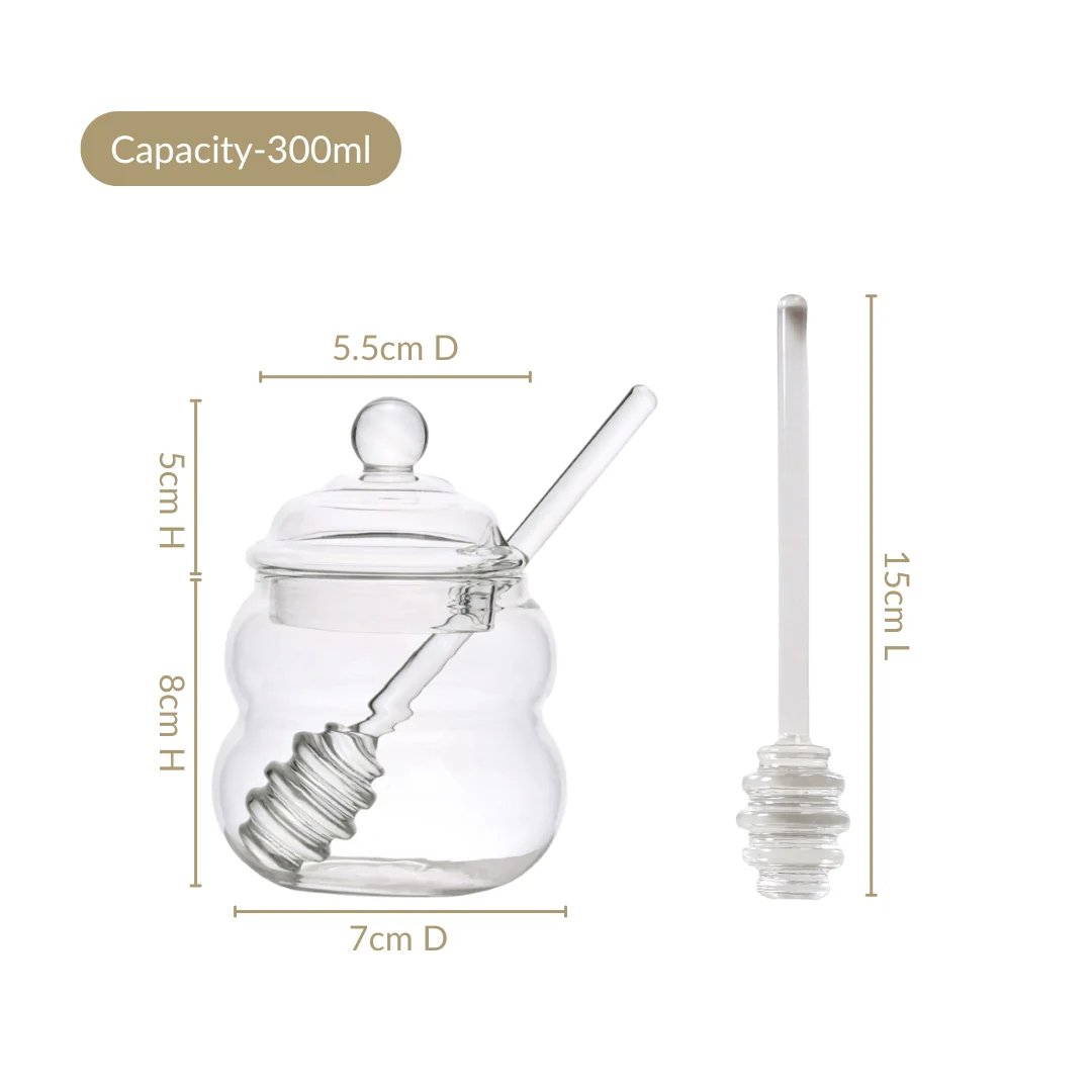 Glass Honey Jar with Dipper And Lid 300ml - Image 4