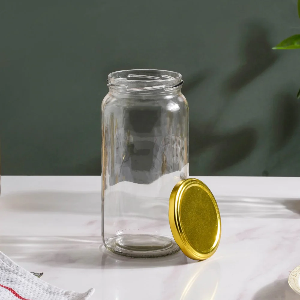 Glass Kitchen Storage Jar With Gold Lid Set Of 4 950ml - Image 10
