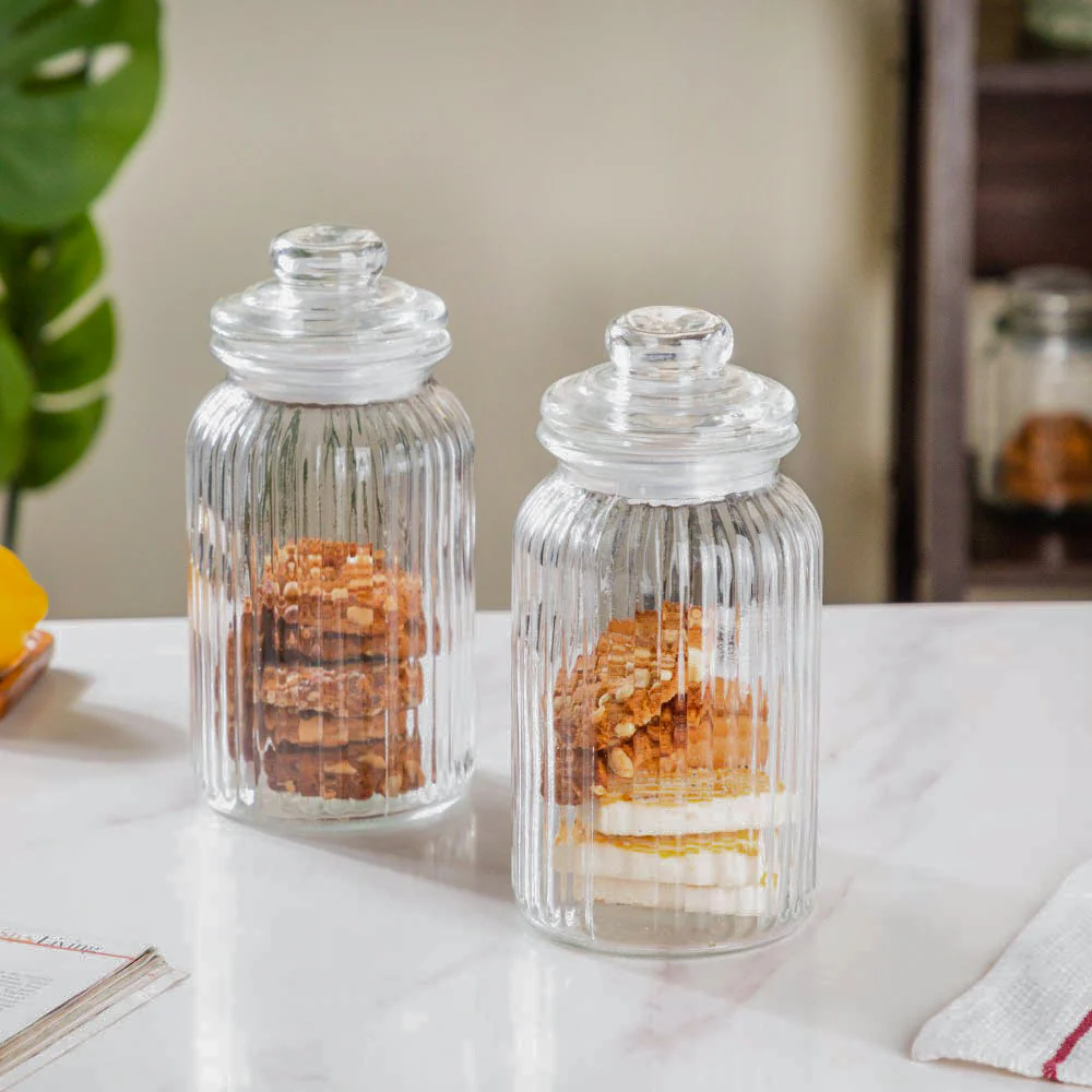 Glass Storage Jar With Lid Set Of 4 1 Litre - Image 3