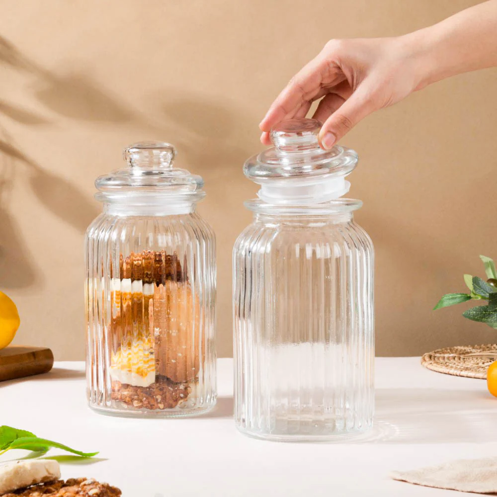Glass Storage Jar With Lid Set Of 4 1 Litre - Image 5