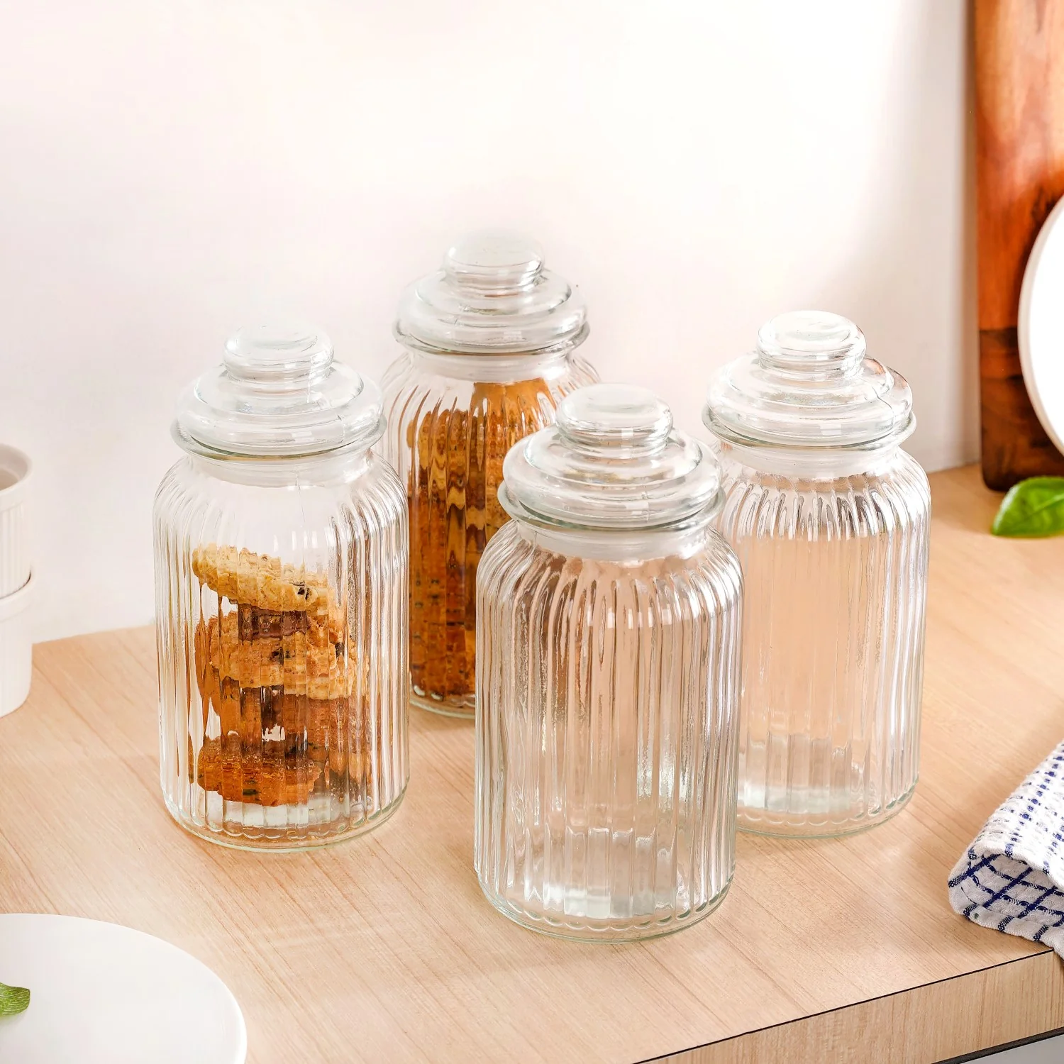 Glass Storage Jar With Lid Set Of 4 1 Litre - Image 9