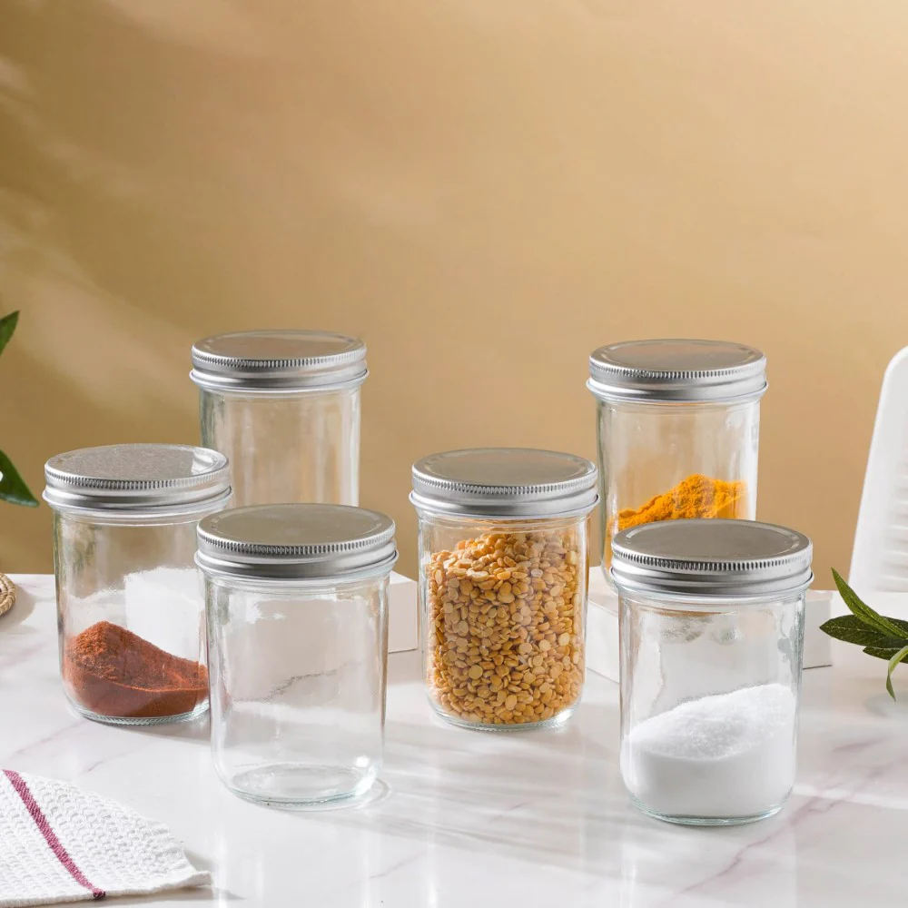Glass Storage Jars With Lid Set Of 6 Large 400ml - Image 3